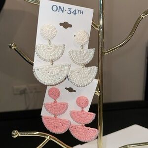 Festival Boho On 34th Earring Bundle 2 Pairs Raffia Wedge Earrings